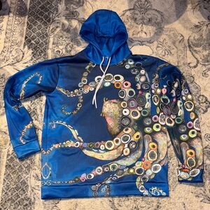 Dashing Soul Blue Octopus Graphic Hoodie